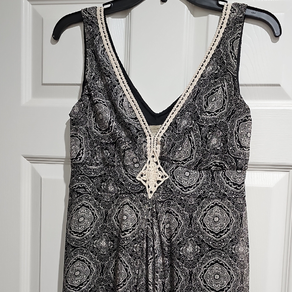 Jonathan Martin Black and White Paisley Midi/Maxi Dress Crochet 8